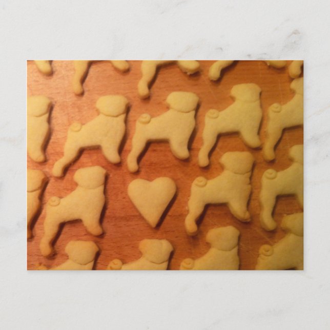 Cartão Postal Mops mit Herz. Pug com Coração (Frente)