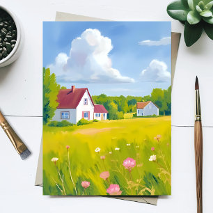 Cartão Postal Morada no Campo Campos Verdejantes Aquarela