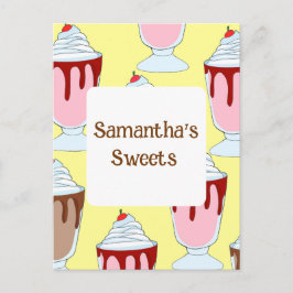 Cartão Postal Morango E Sorvetes De Chocolate