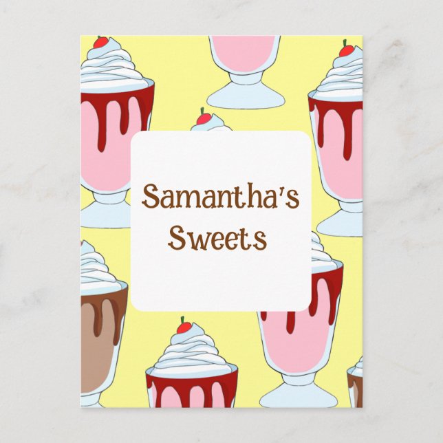 Cartão Postal Morango E Sorvetes De Chocolate (Frente)