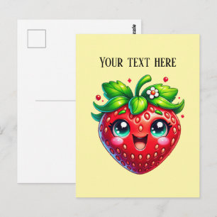 Cartão Postal Morango fofo personalizável