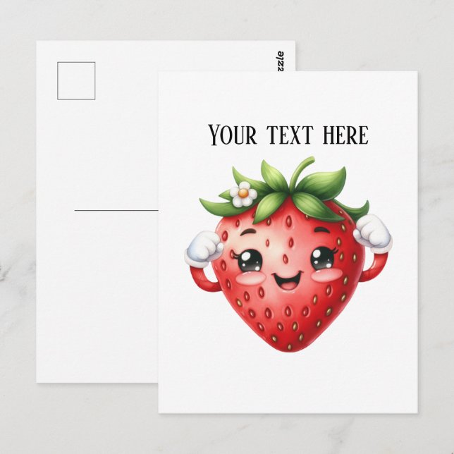 Cartão Postal Morango fresco fofo personalizável  (Frente/Verso)