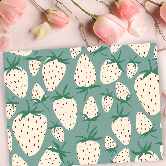 Cartão Postal Morangos Brancos Exóticos Amam Amizade Romance (Exotic White Strawberries Love Romance Friendship Valentine Galentine Postcard
)