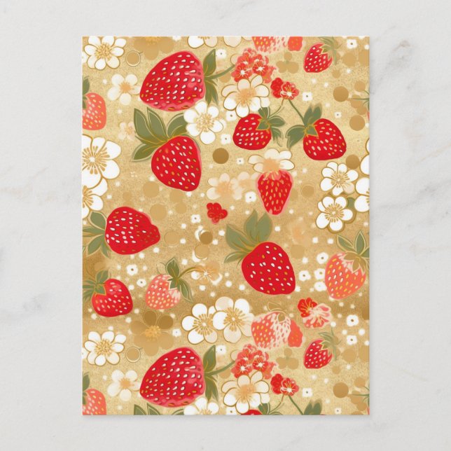 Cartão Postal Morangos Chiyogami (Frente)