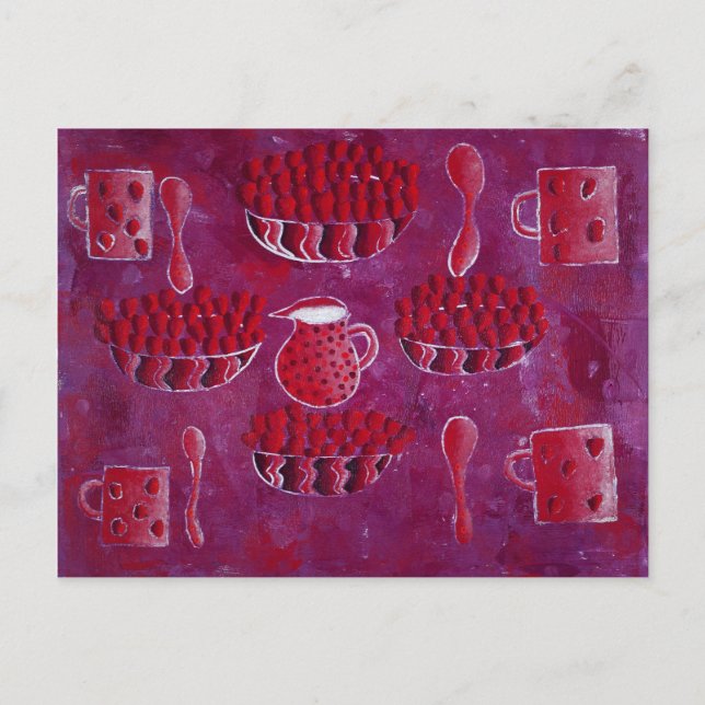 Cartão Postal Morangos e Pintura de Creme (Frente)