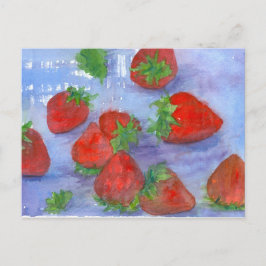 Cartão Postal Morangos frescos Pintura em Fruta