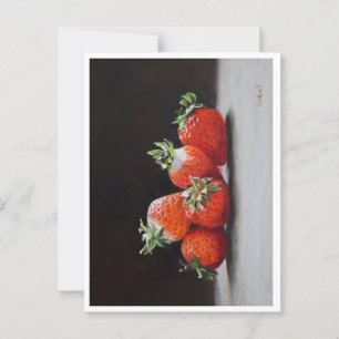 Cartão Postal Morangos Realistas Pintura a Óleo de Natureza Mort