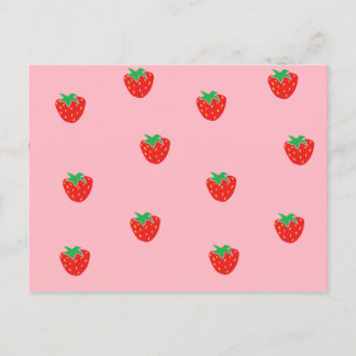 Cartão Postal Morangos Rosa