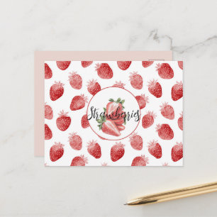 Cartão Postal Morangos Vermelhos Fruta  