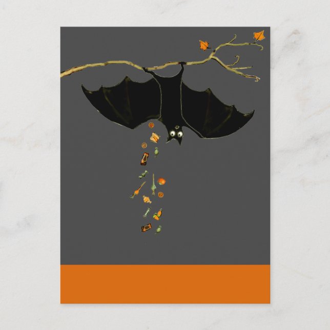 Cartão Postal Morcego engraçado de Halloween (Frente)
