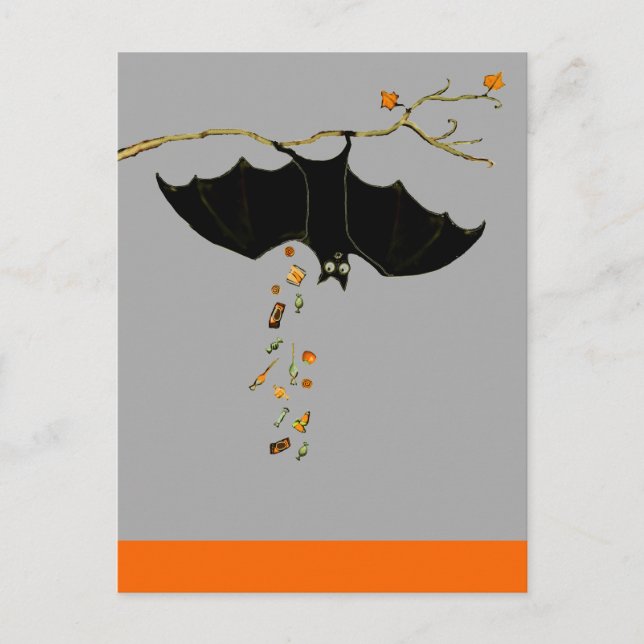 Cartão Postal Morcego engraçado de Halloween (Frente)
