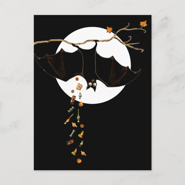 Cartão Postal Morcego engraçado de Halloween (Frente)