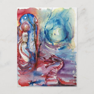 Cartão Postal MORGANA / Magia e Mistério, Fantasia Azul Rosa