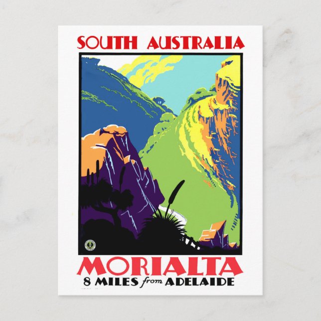 Cartão Postal Morialta, a 8 milhas de Adelaide, Austrália do Sul (Frente)