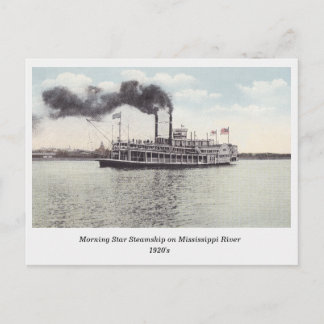 Cartão Postal Morning Star Steamship no Mississippi antigo cartã
