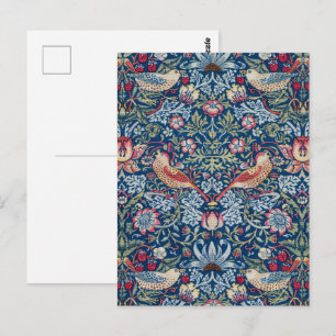 Cartão Postal Morris Strawberry Thief Clássico Azul Índigo Fino