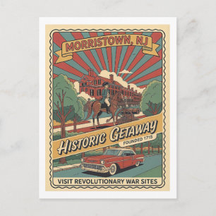 Cartão Postal Morristown NJ Retro Anos 50 Históricos Viagem