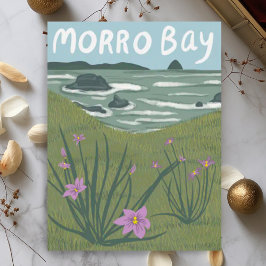 Cartão Postal Morro Bay Central California Illustration Beach P