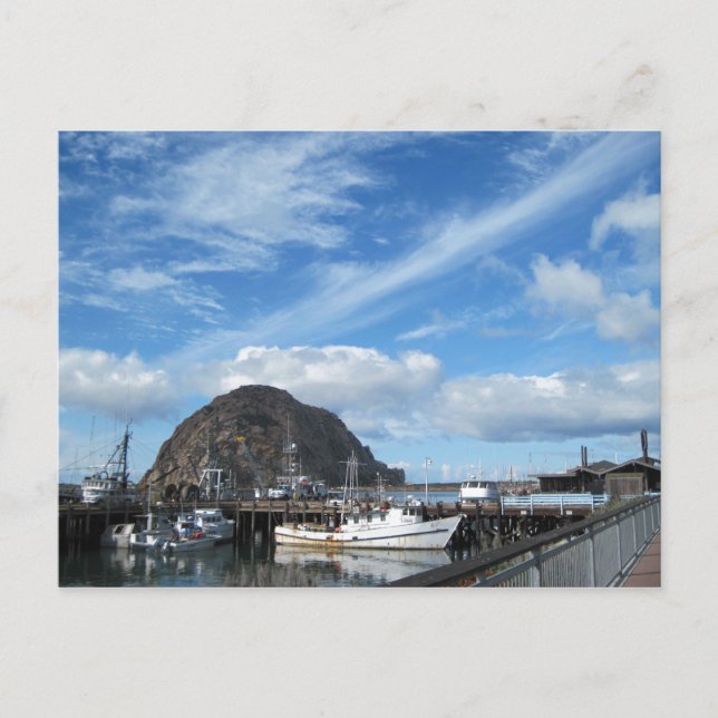 Cartão Postal Morro Rock, Barcos de Pesca e Embarcadero (Frente)