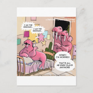 Cartão Postal Morsa Cantora Pais Preocupados Engraçado