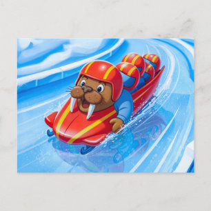 Cartão Postal Morsa Correndo pela Pista em um Bobsleigh Rápido R