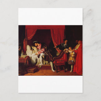 Cartão Postal Morte de Leonardo da Vinci por Ingres por volta de