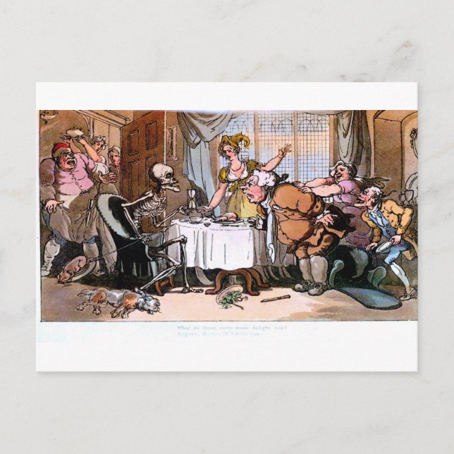 Cartão Postal Morte Destas refeições saborosas Alegra-te cartaz (Frente)