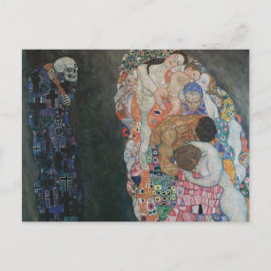 Cartão Postal Morte e Vida por Gustav Klimt Arte Novo Antigo