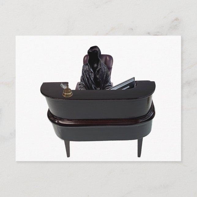 Cartão Postal Morte em um receptáculo de serviço com computador  (Frente)