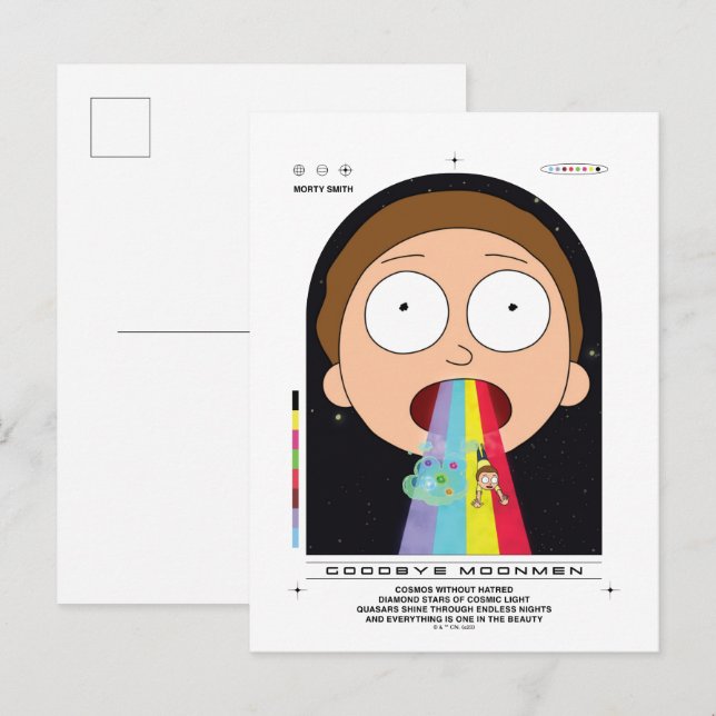 Cartão Postal Morty Goodbye Moonmen Citação Gráfica (Frente/Verso)