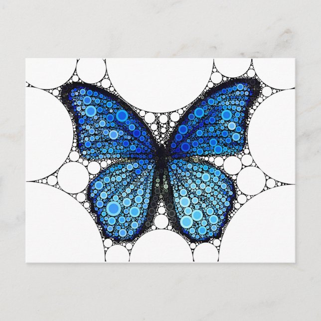 Cartão Postal Mosaico da Borboleta Azul (Frente)