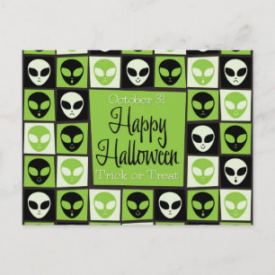 Cartão Postal Mosaico de alienígena de Halloween