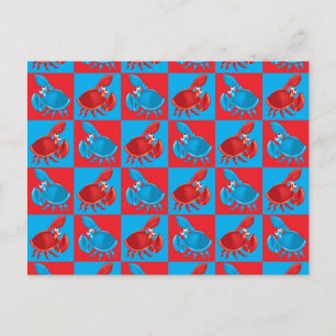 Cartão Postal Mosaico de caranguejo de desenho animado