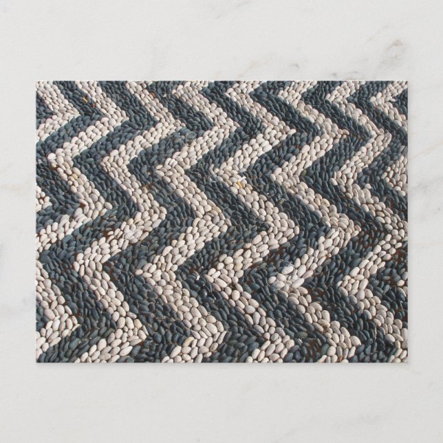 Cartão Postal Mosaico de seixos preto e branco na GRÉCIA (Frente)