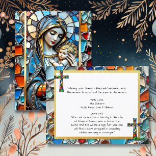 Cartão Postal Mosaico de Vidro Mantido   Mary e Jesus Natal