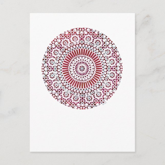 Cartão Postal mosaico do círculo chakra da raiz vermelha (Frente)