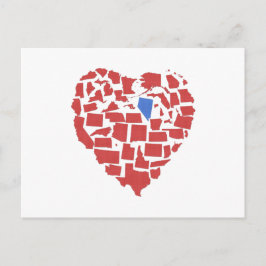 Cartão Postal Mosaico do Coração dos Estados Americanos Nevada V