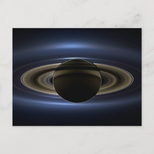 Cartão Postal Mosaico Do Sistema De Saturno Iluminado Pelo Sol.