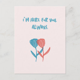 Cartão Postal Mosaico inspirado em tulipas azuis e rosas desenha