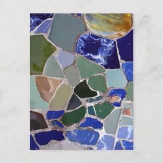 Cartão Postal Mosaicos Azuis Antoni Gaudi
