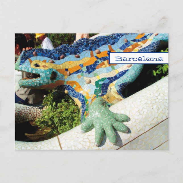 Cartão Postal Mosaicos da Mão de Barcelona Lizard (Frente)