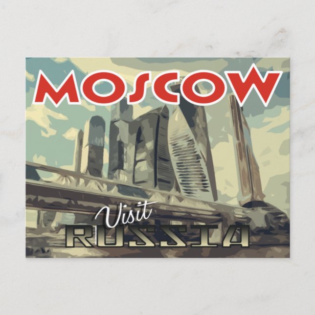 Cartão Postal Moscou, postal da serie Visite a Rússia (Frente)