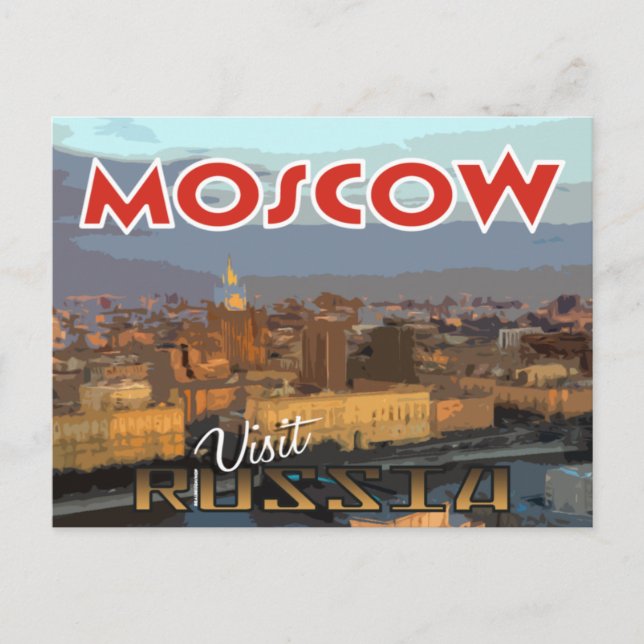 Cartão Postal Moscou, postal da serie Visite a Rússia (Frente)