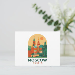 Cartão Postal Moscou Rússia Arte de Viagem Vintage Retro