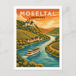 Cartão Postal Mosel River Germany Scenic Vintage Travel Art
