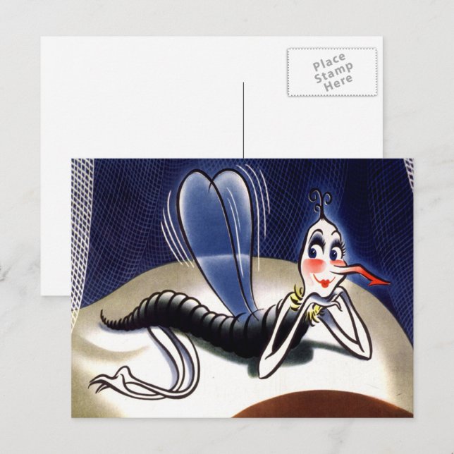 Cartão Postal Mosquito Vintage Madame Malária (Frente/Verso)