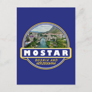 Cartão Postal Mostar Bósnia e Herzegovina Viagem Arte Emblema