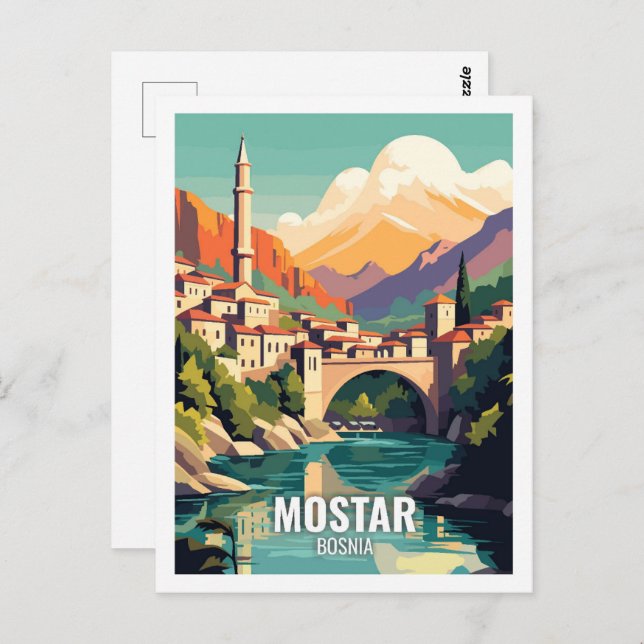 Cartão Postal Mostar Bósnia Famosos Locais de Viagem (Frente/Verso)