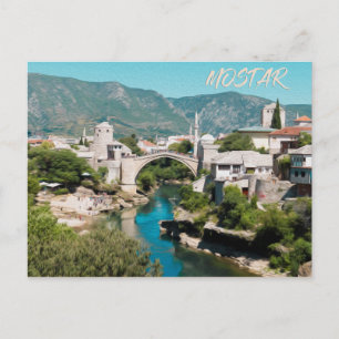 Cartão Postal Mostar: Fotografia de Pintura de Petróleo