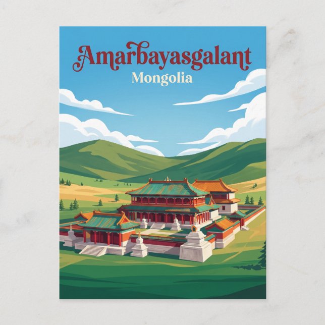 Cartão Postal Mosteiro Amarbayasgalant Mongólia (Frente)